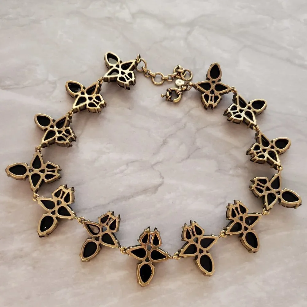 ✨ J.Crew Gold Rhinestone Crystal Cluster Statement Necklace ✨